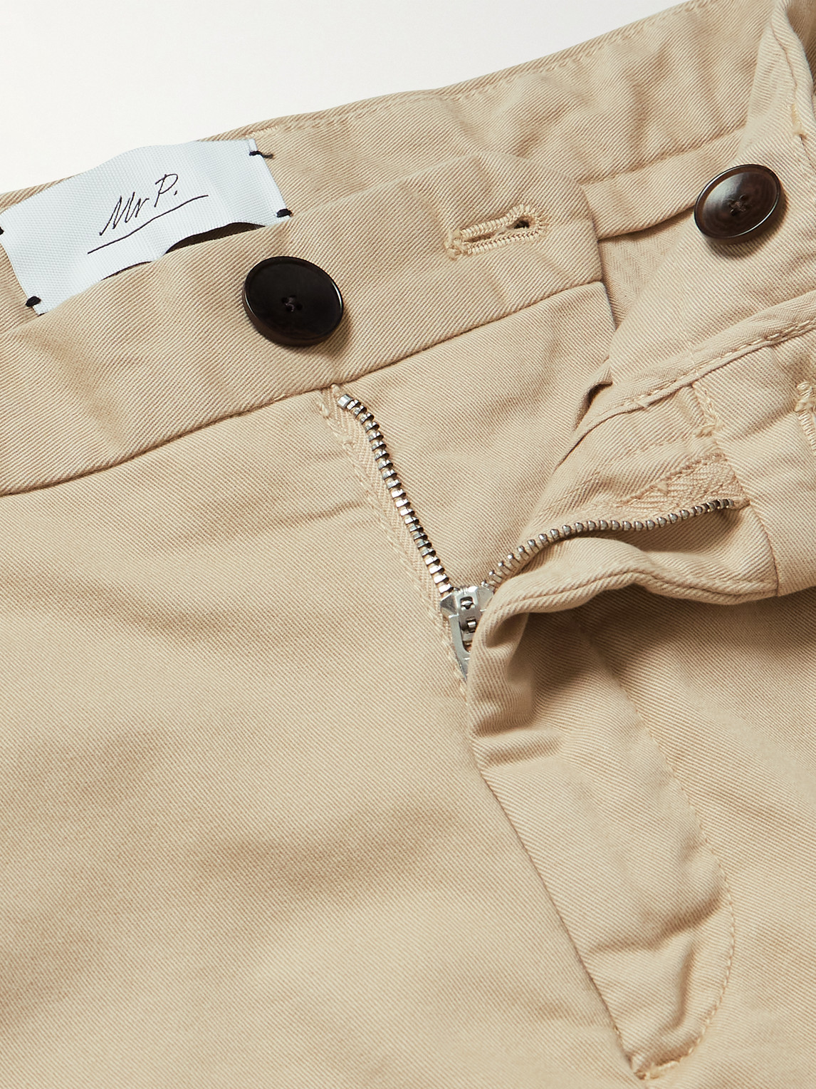 Shop Mr P Straight-leg Cotton-blend Twill Chinos In Neutrals