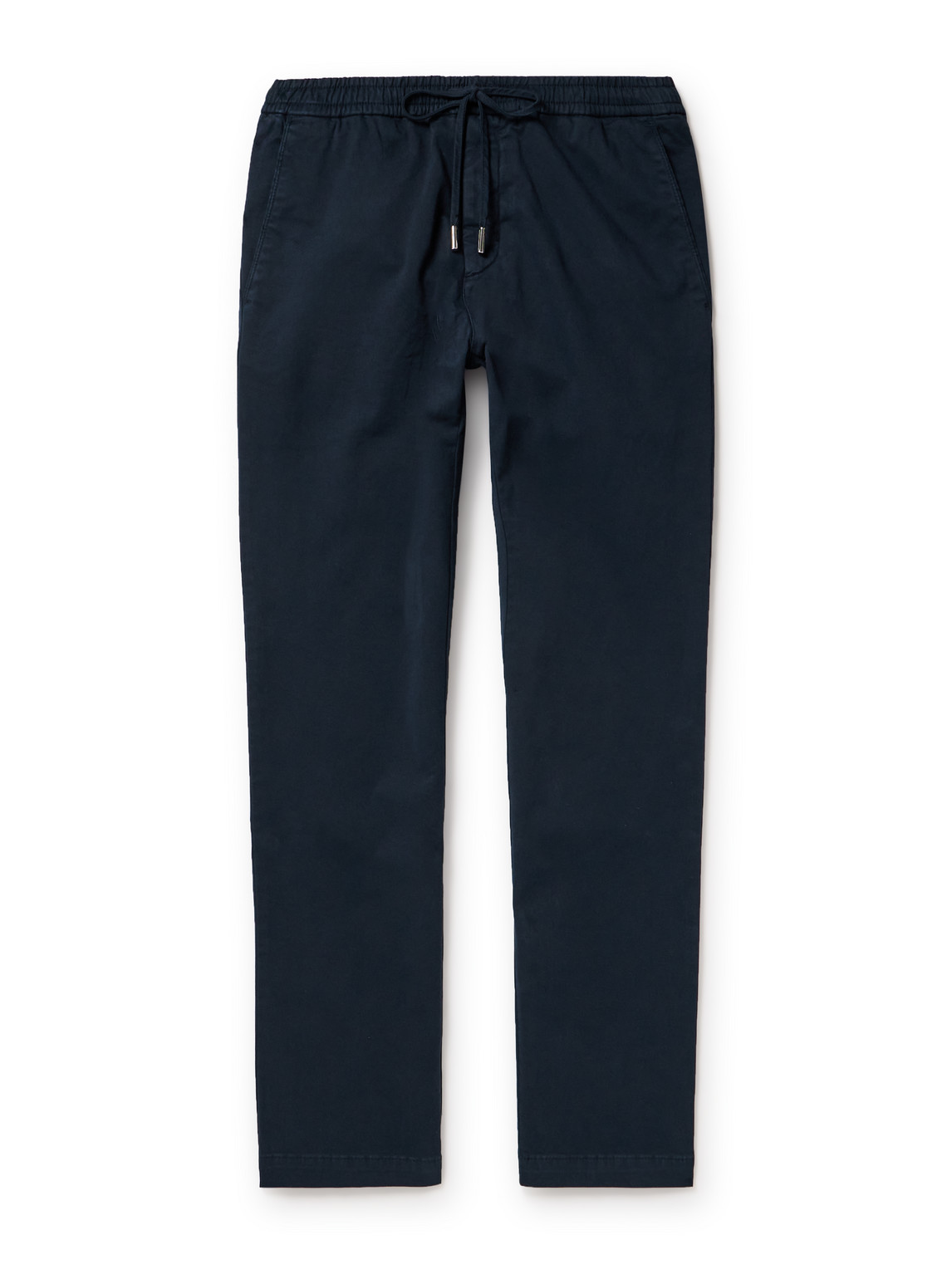 Mr P Straight-leg Cotton-blend Twill Drawstring Trousers In Blue