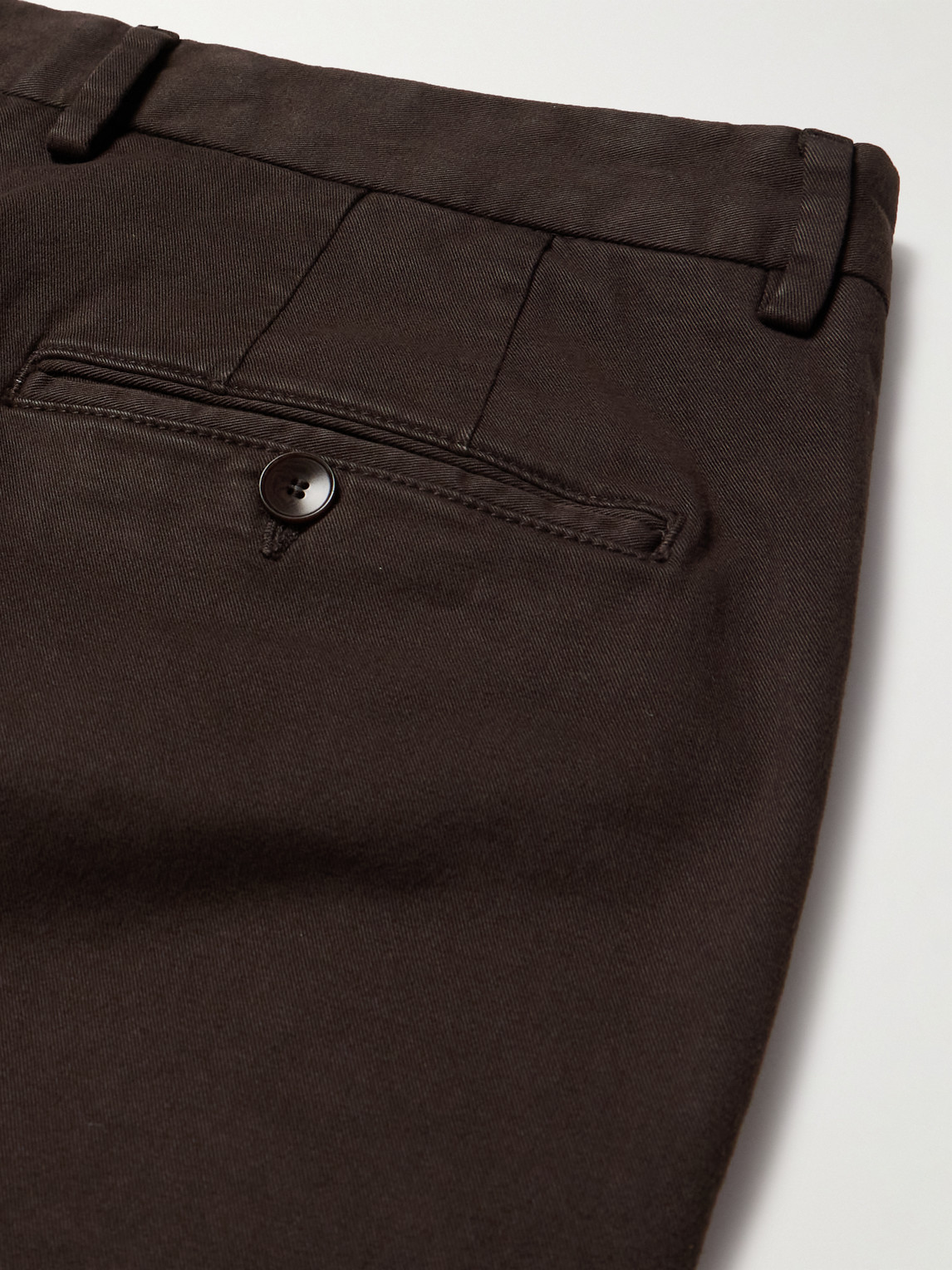 Shop Mr P Straight-leg Cotton-blend Twill Chinos In Brown