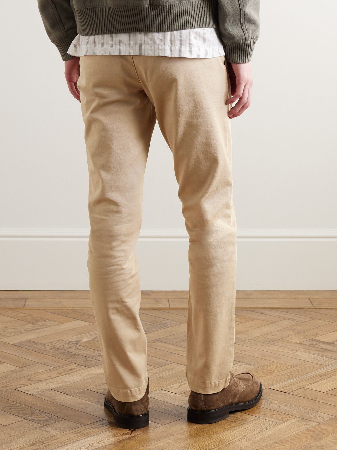Mr P Straight-leg Cotton-blend Twill Drawstring Trousers In Neutrals