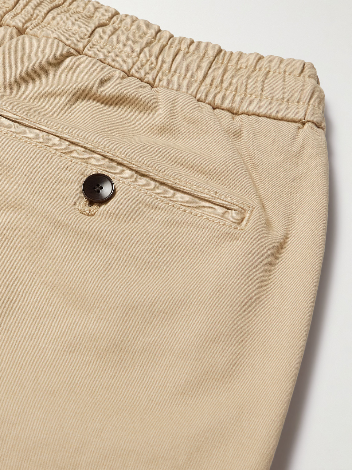Mr P Straight-leg Cotton-blend Twill Drawstring Trousers In Neutrals