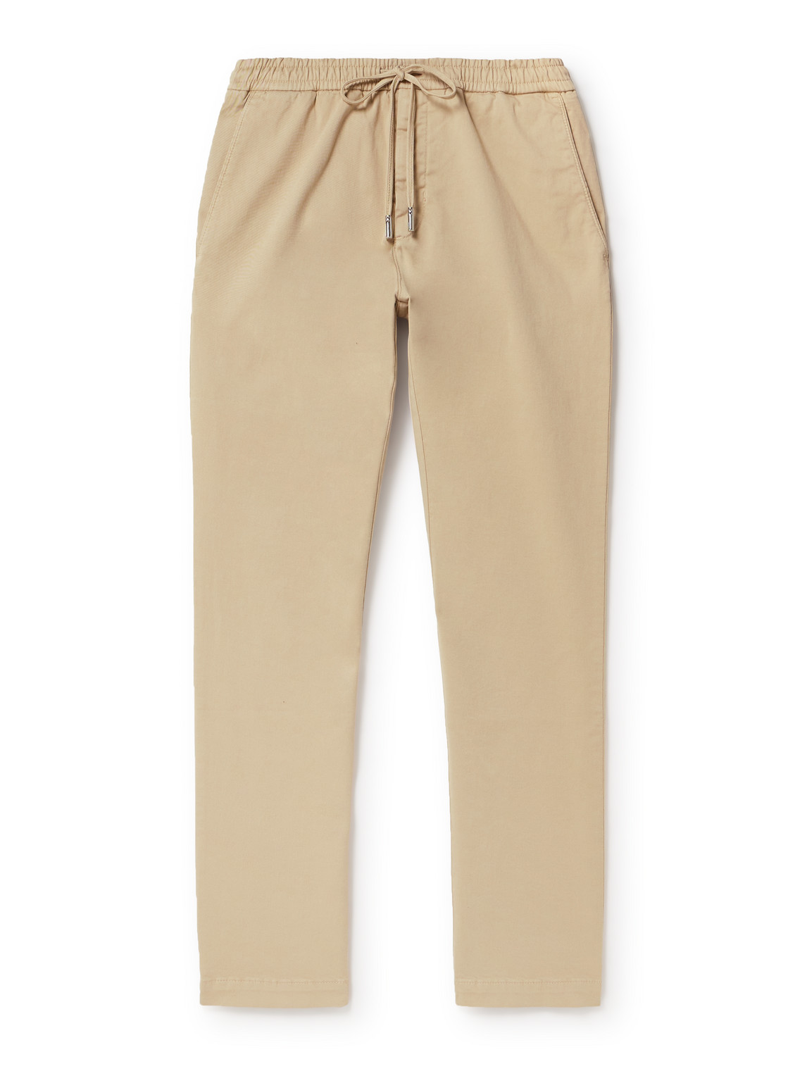 Straight-Leg Cotton-Blend Twill Drawstring Trousers