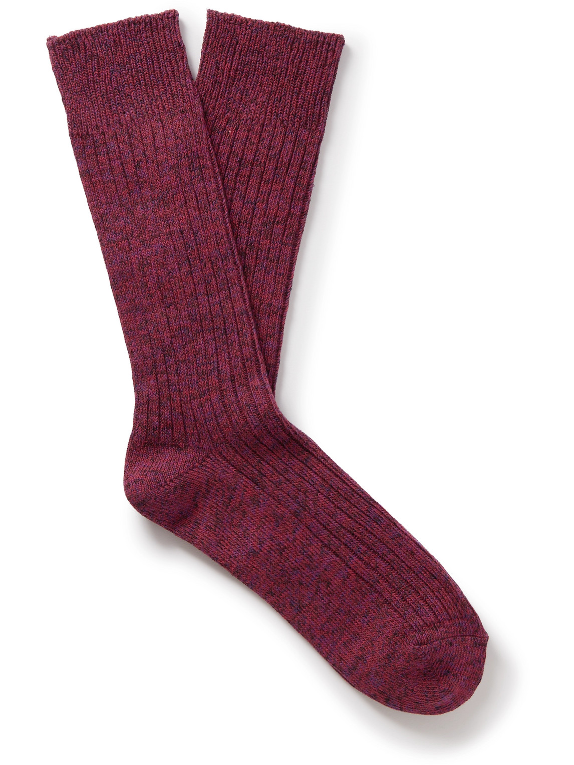 Mr P Ribbed Cotton-blend Socks In Burgundy