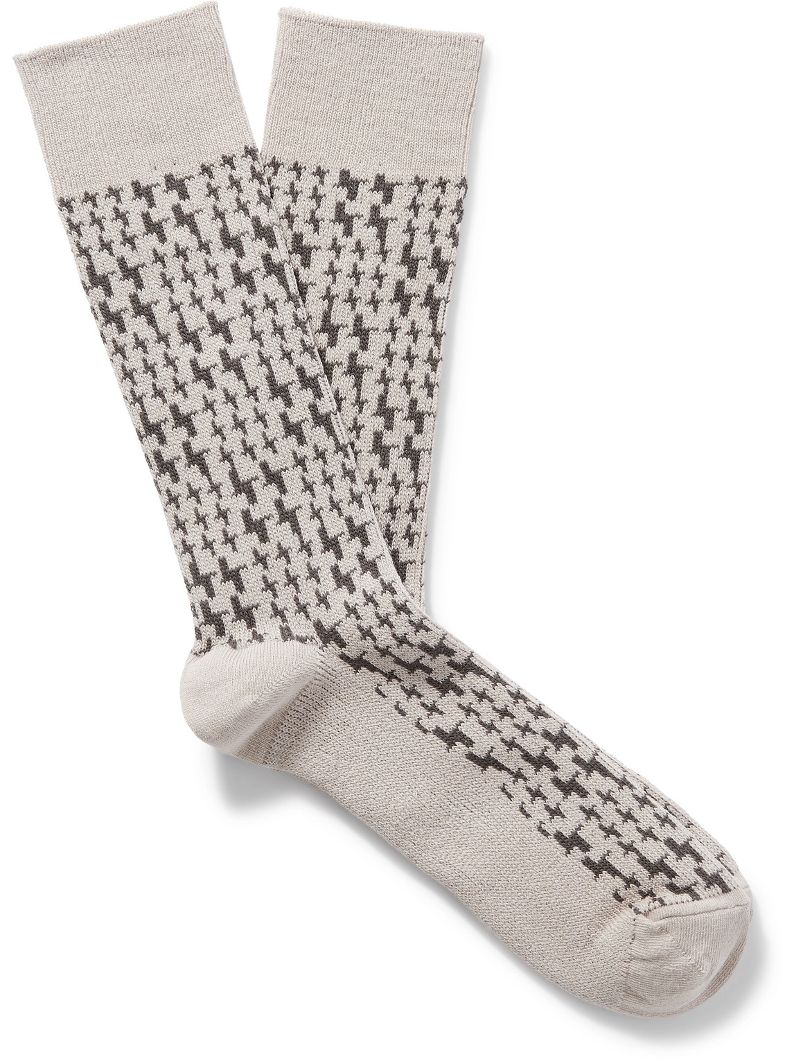 Mr P Jacquard-knit Cotton-blend Socks In Neutrals