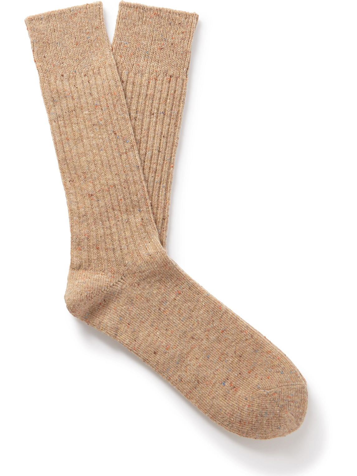 Mélange Ribbed Stretch-Knit Socks