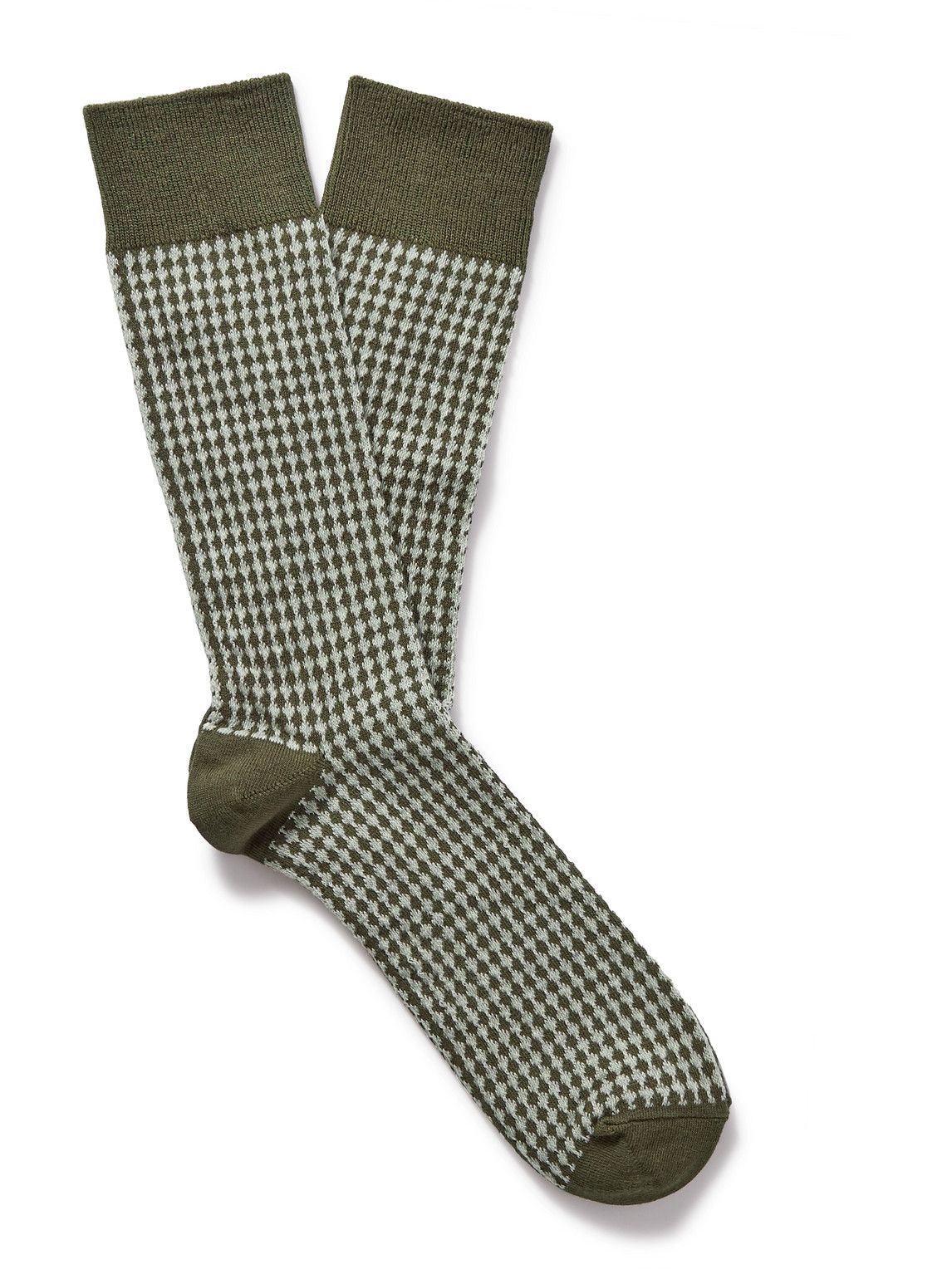 Mr P Jacquard-knit Stretch Cotton-blend Socks In Green