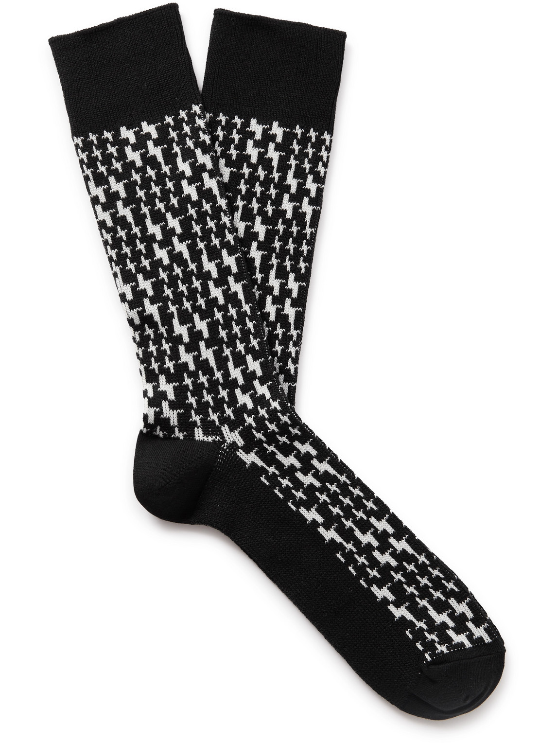 Mr P Jacquard-knit Cotton-blend Socks In Black