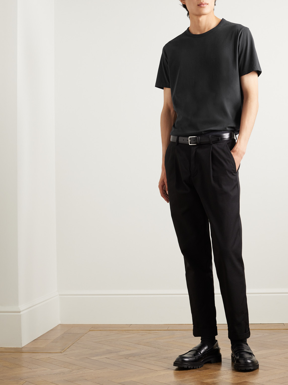 Shop Mr P Cotton-jersey T-shirt In Black