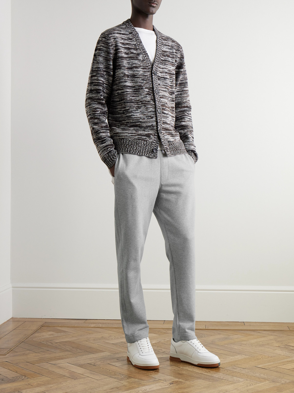 Shop Mr P Tapered Cotton-jersey Sweatpants In Gray