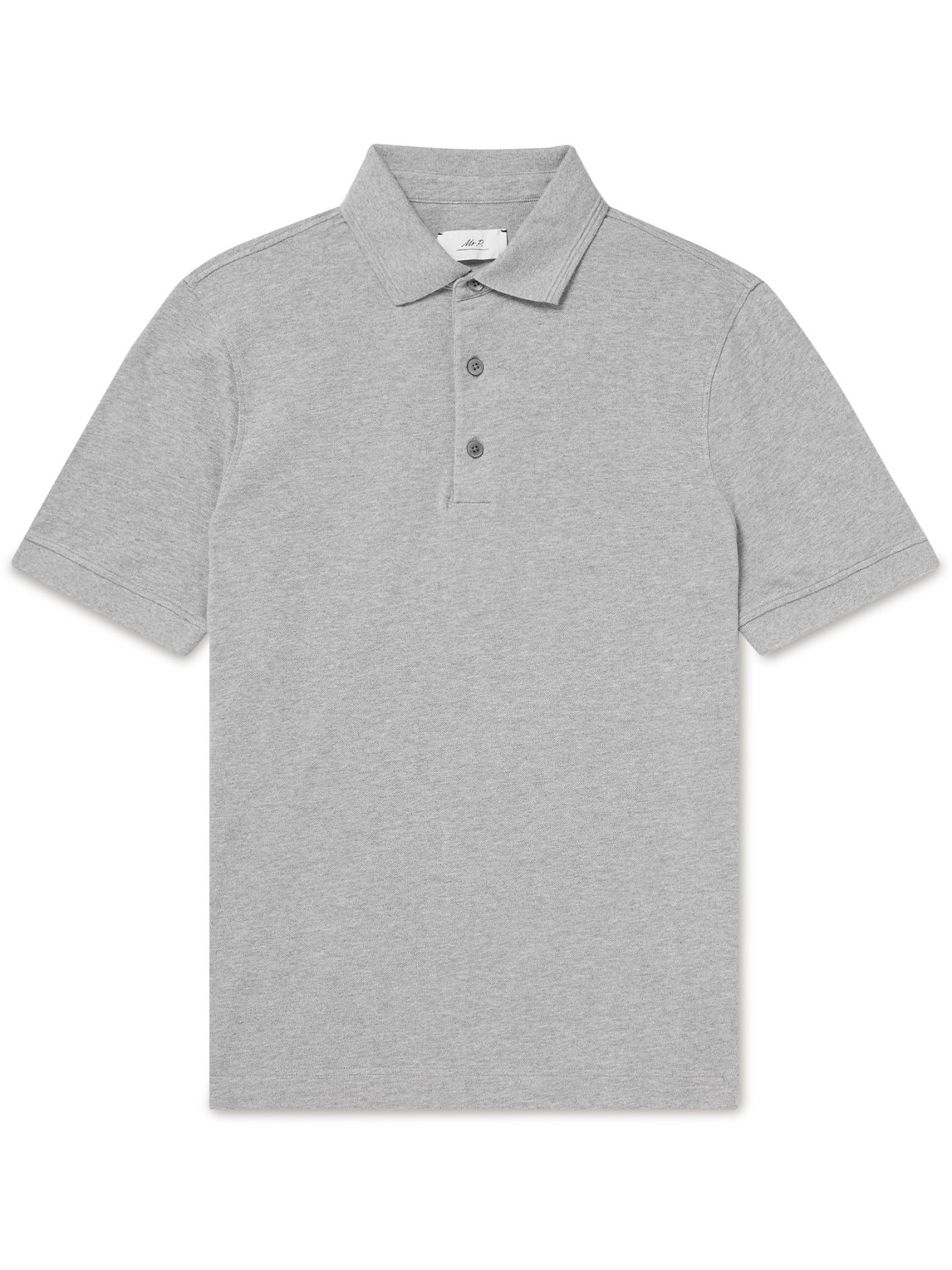 Mr P Cotton-piqué Polo Shirt In Grey