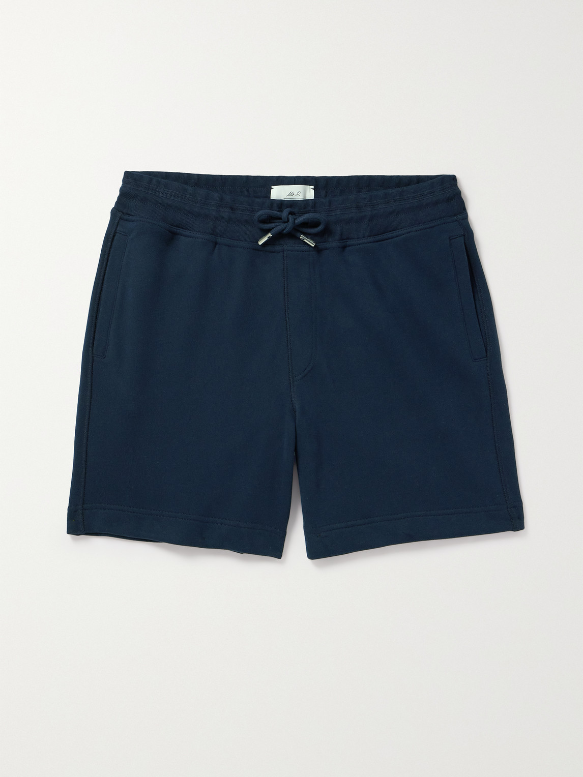 Mr P Straight-leg Cotton-jersey Drawstring Shorts In Blue