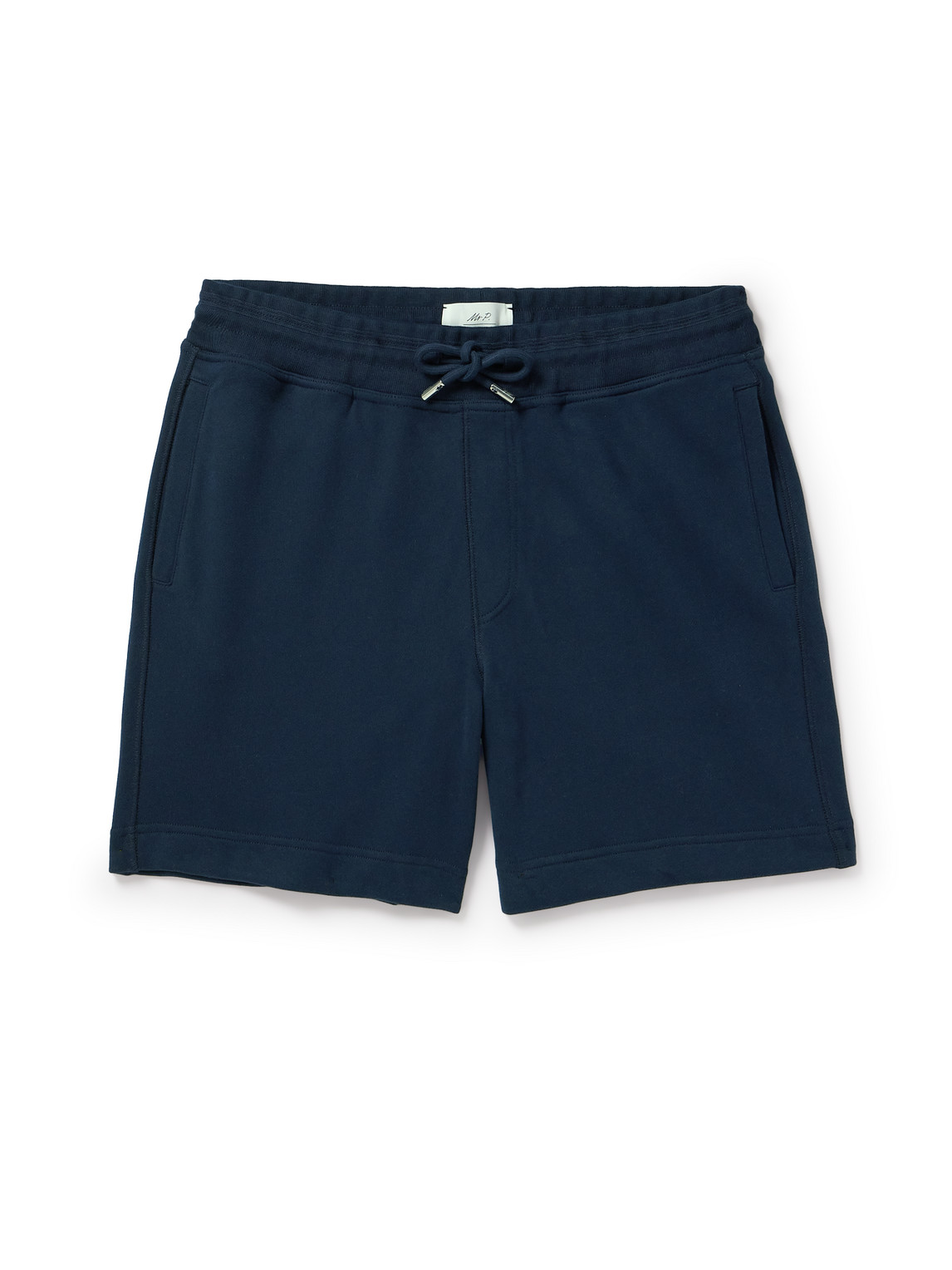 Mr P Straight-leg Cotton-jersey Drawstring Shorts In Blue
