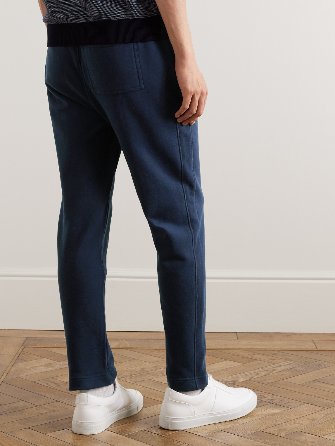 Mr P Tapered Cotton-jersey Sweatpants In Blue