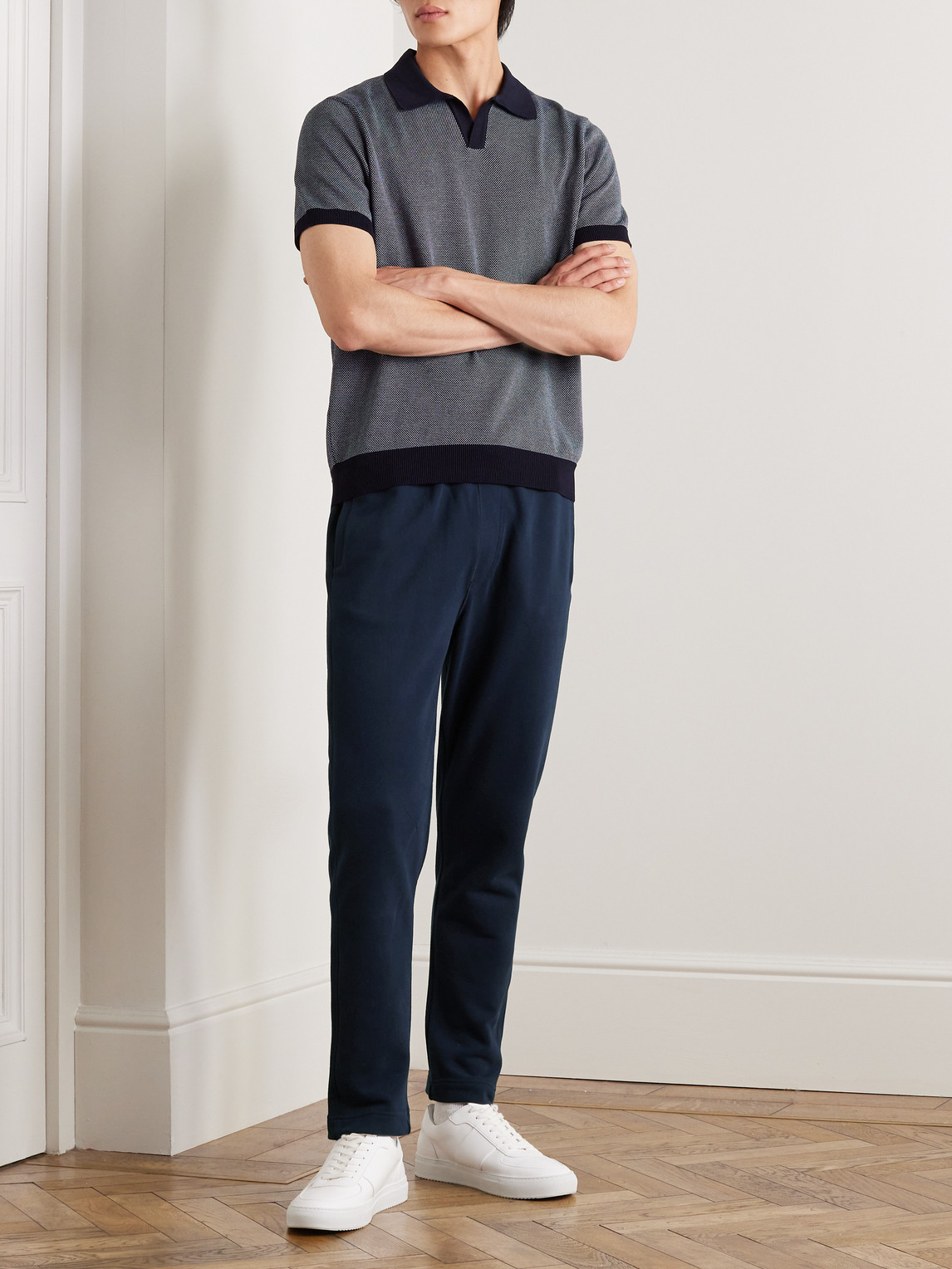 Mr P Tapered Cotton-jersey Sweatpants In Blue