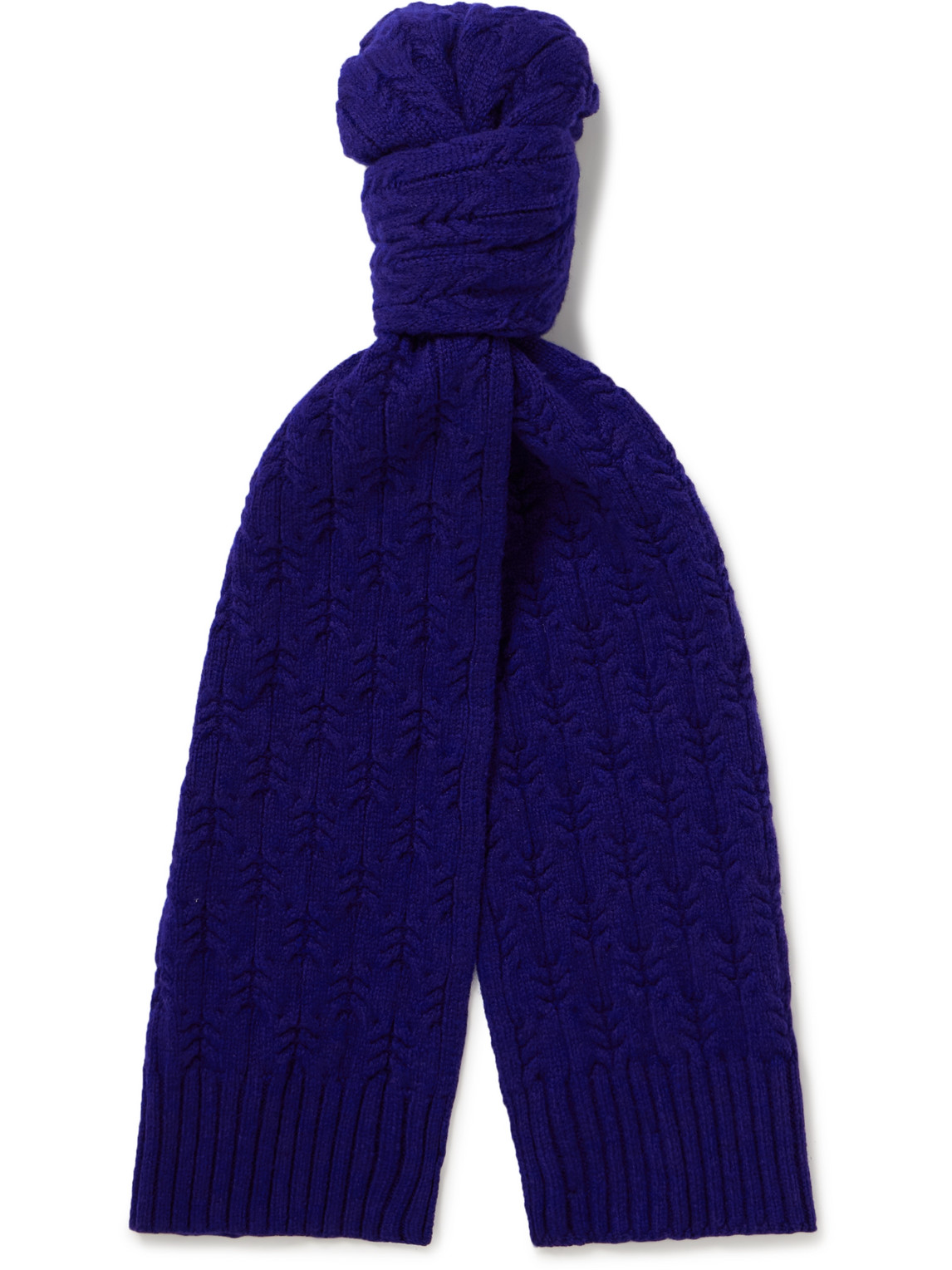 Mr P Lamaine Cable-knit Wool Scarf In Blue