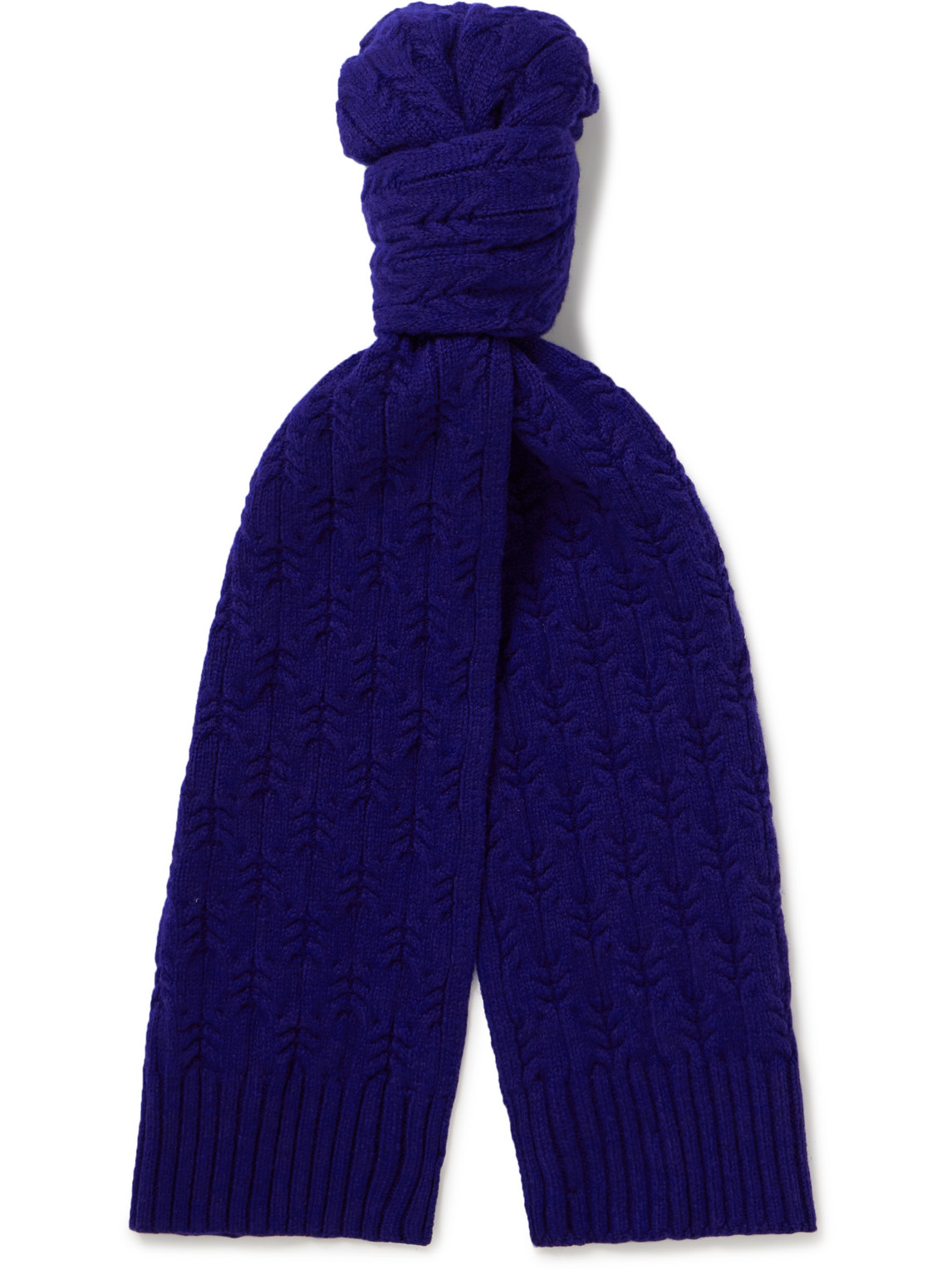 Lamaine Cable-Knit Wool Scarf