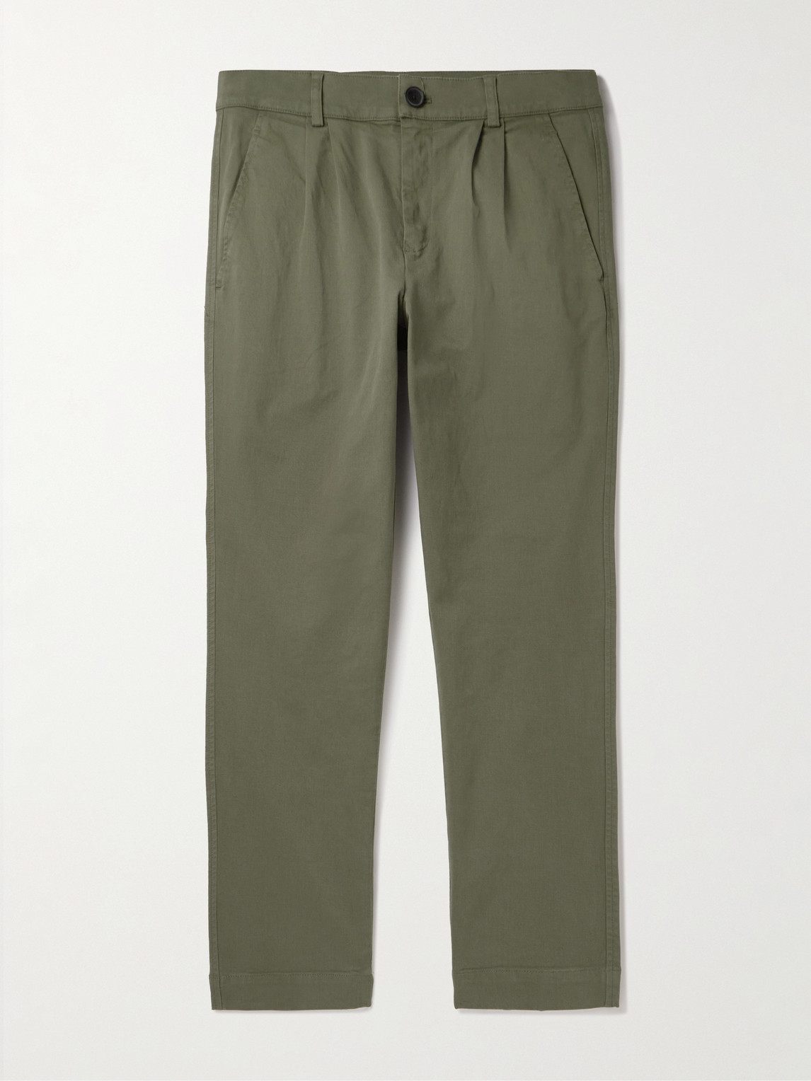 Mr P Tapered Pleated Garment-dyed Cotton-blend Twill Trousers In Green