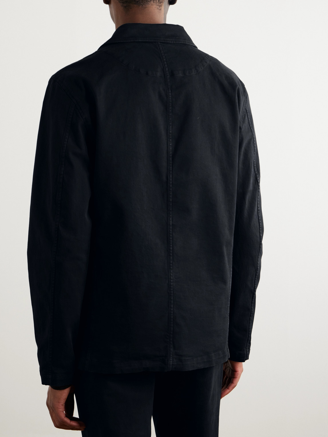 Shop Mr P Garment-dyed Cotton-blend Twill Blazer In Black