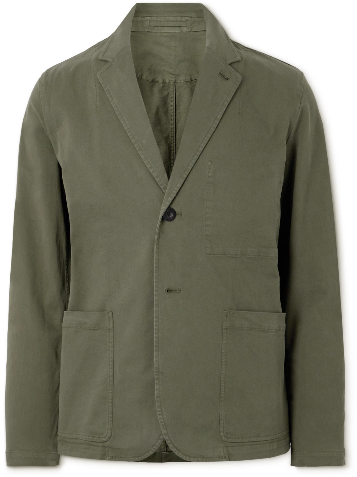 Mr P Garment-dyed Cotton-blend Twill Blazer In Green