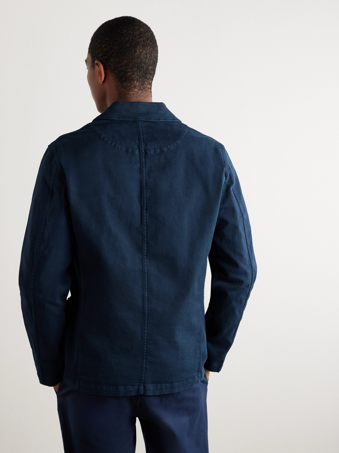 Shop Mr P Garment-dyed Stretch-cotton Twill Blazer In Blue