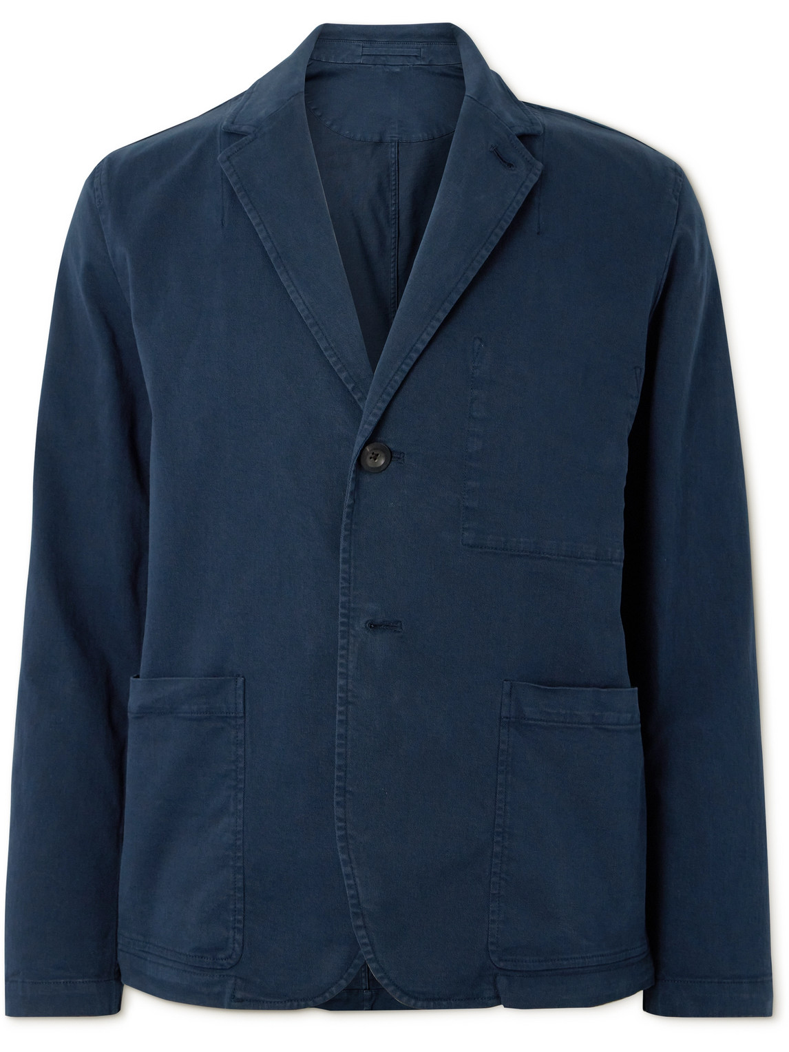 Mr P Garment-dyed Stretch-cotton Twill Blazer In Blue