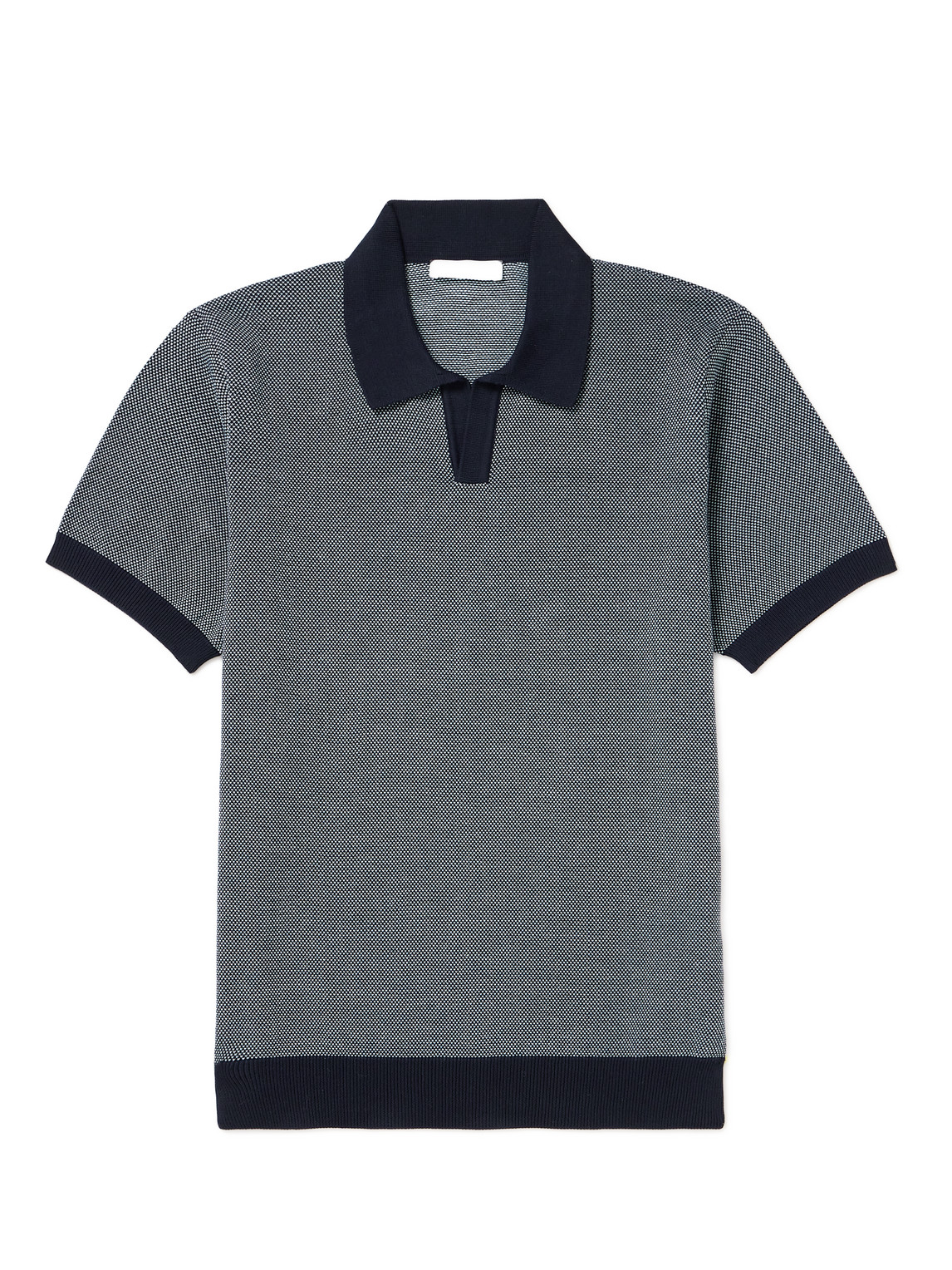Mr P Honeycomb-knit Organic Cotton Polo Shirt In Blue