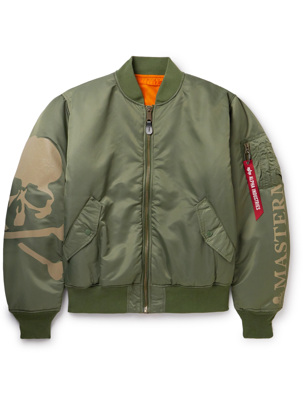 Mastermind Japan Alpha Industries Ma-1 Reversible Logo-print Quilted Shell Bomber Jacket In Green