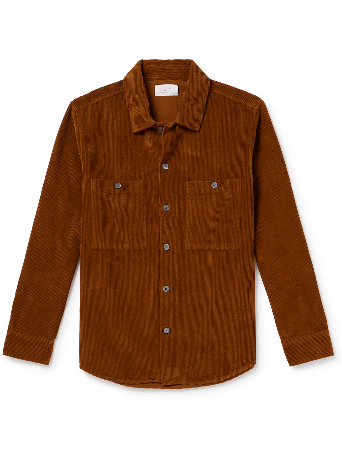 Mr P Garment-dyed Cotton-corduroy Shirt In Brown