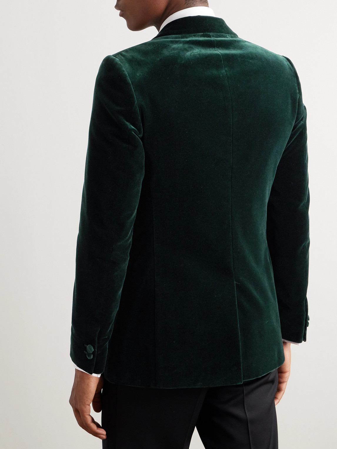 Shop Mr P Cotton-blend Velvet Tuxedo Jacket In Green