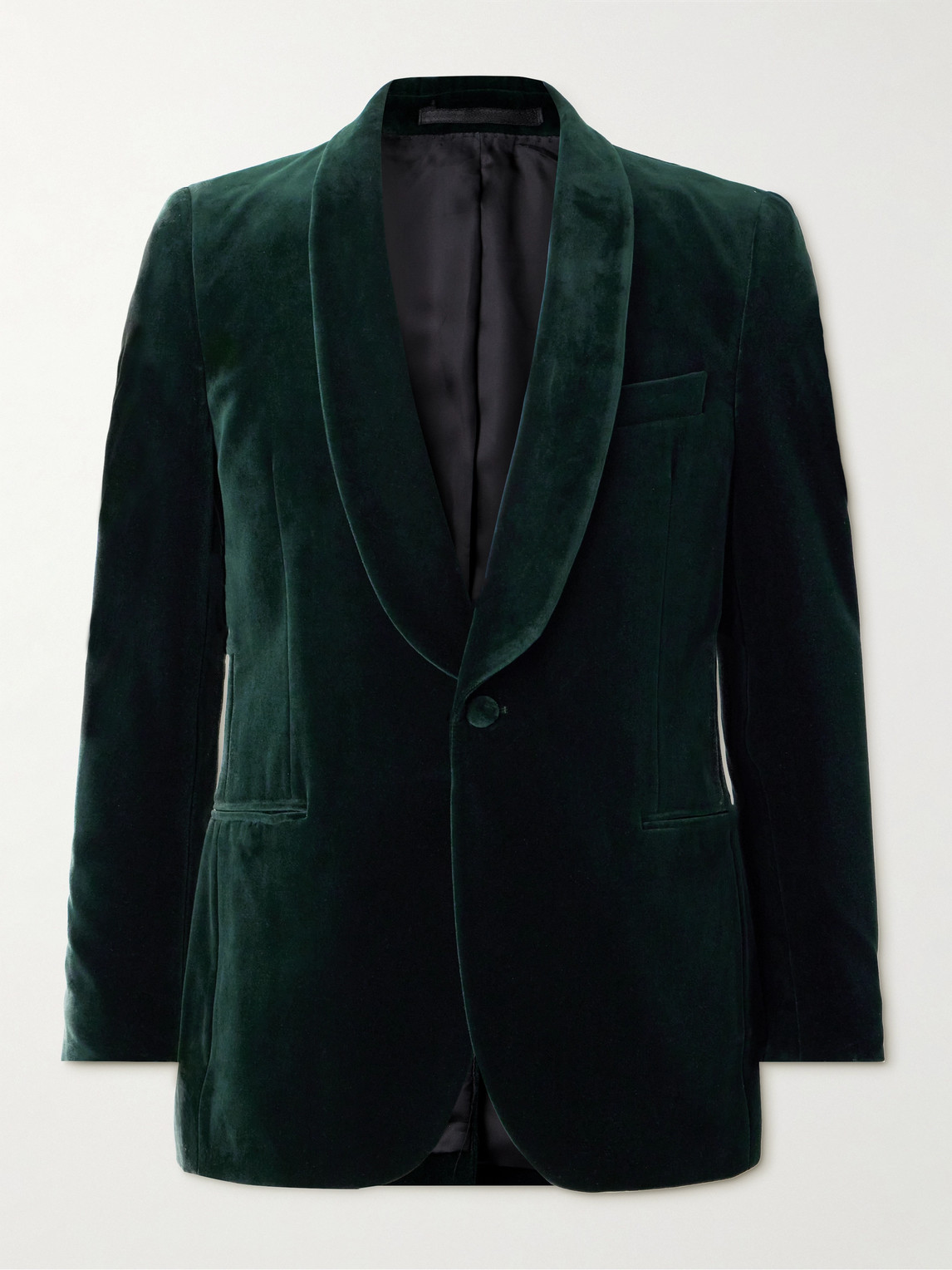 Mr P Cotton-blend Velvet Tuxedo Jacket In Green