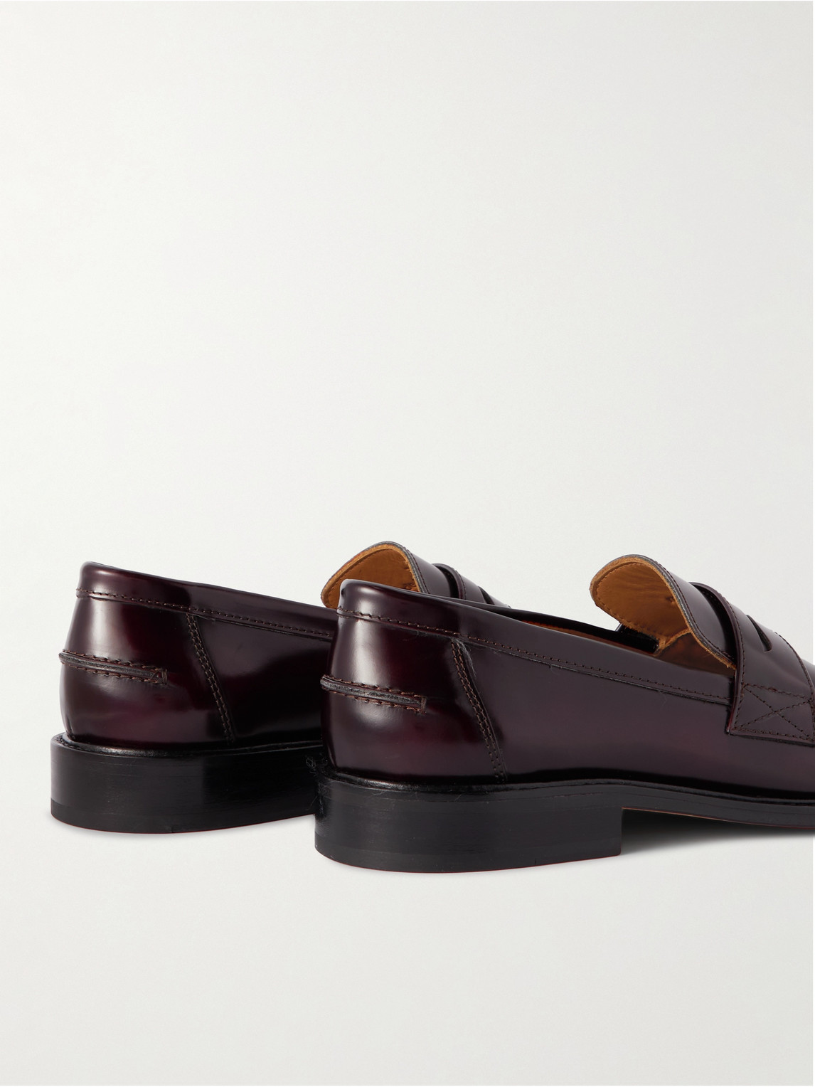 Shop Mr P Scott Polished-leather Loafers In Burgundy