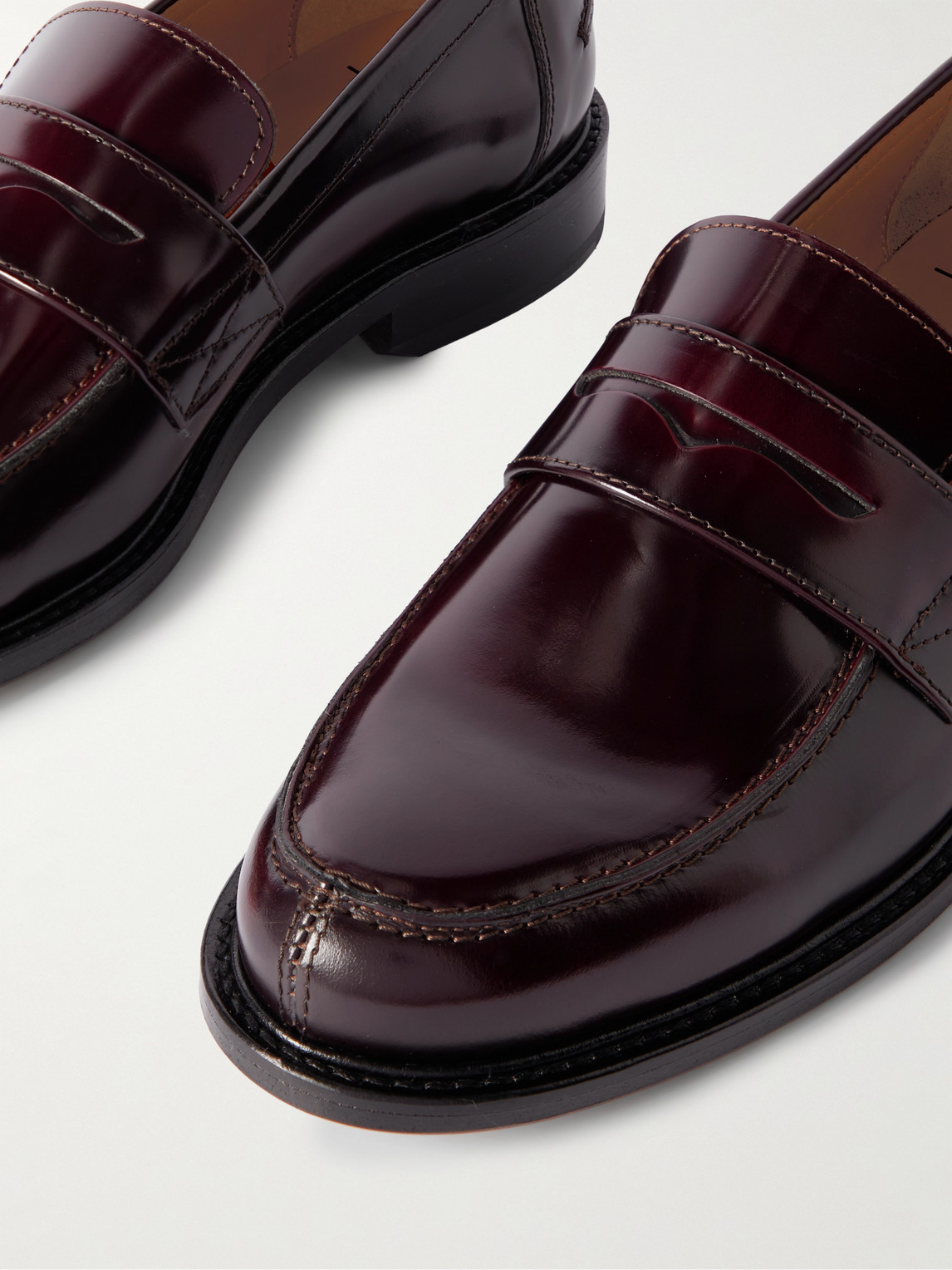 Shop Mr P Scott Polished-leather Loafers In Burgundy