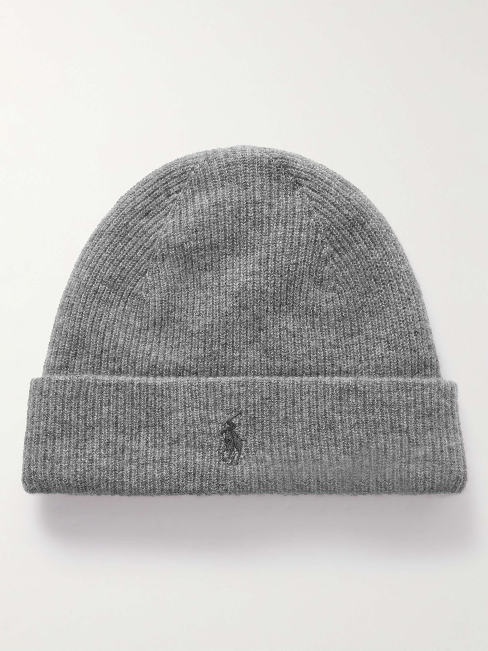POLO RALPH LAUREN Logo-Embroidered Ribbed Cashmere Beanie for Men | MR ...