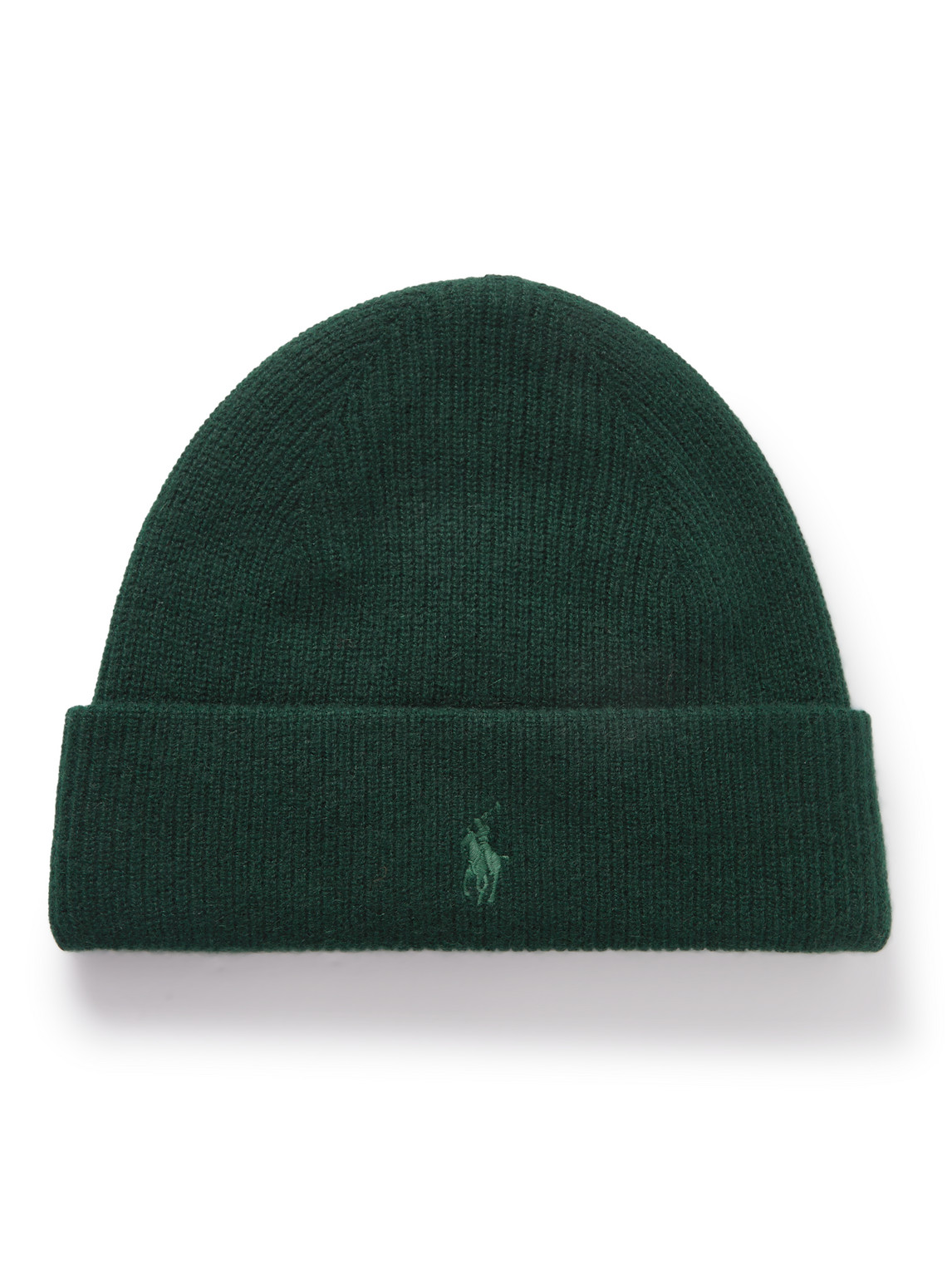 Polo Ralph Lauren Logo-embroidered Ribbed Cashmere Beanie In Green