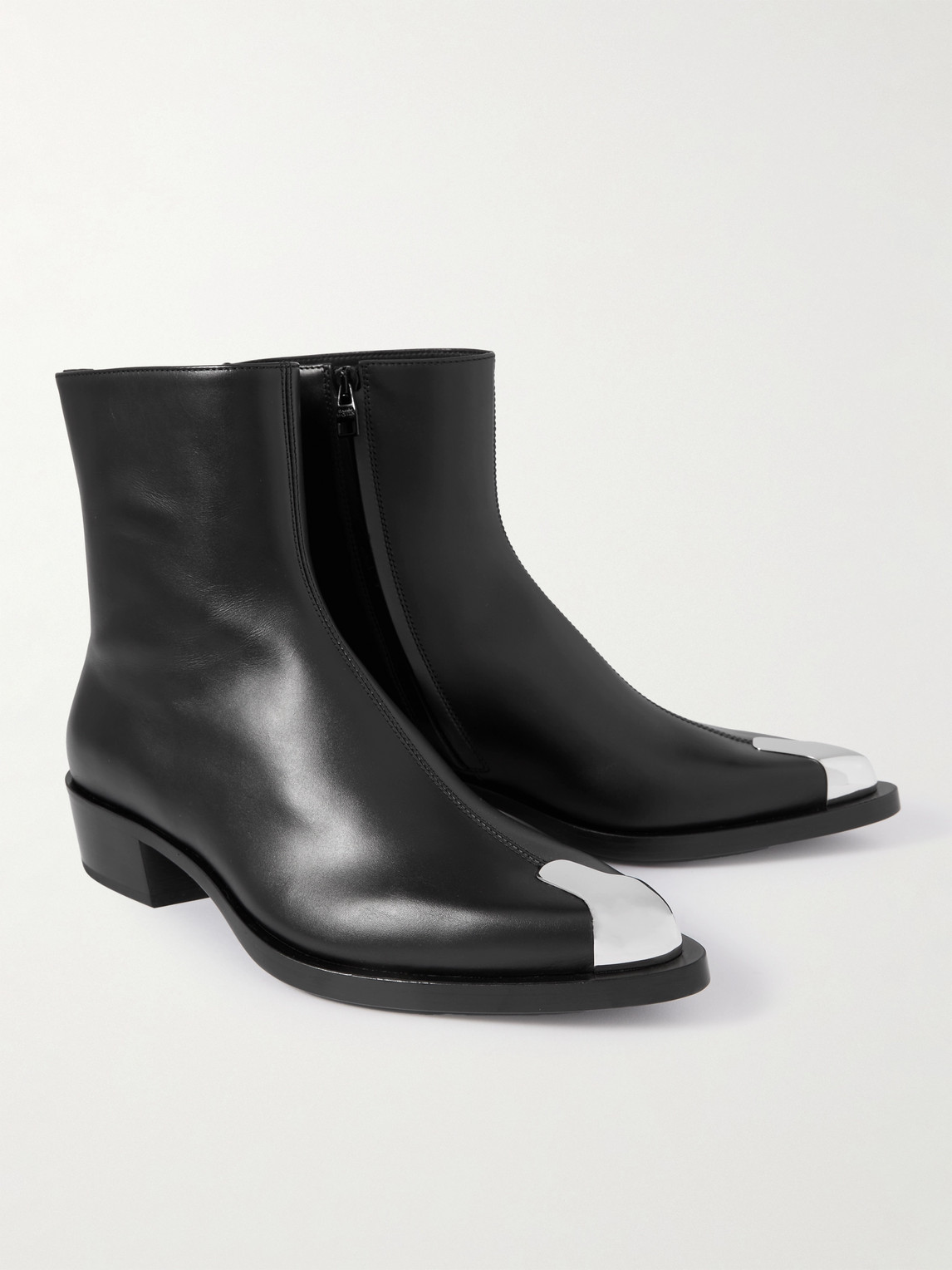 Shop Alexander Mcqueen Punk Embellished Leather Chelsea Boots In Black