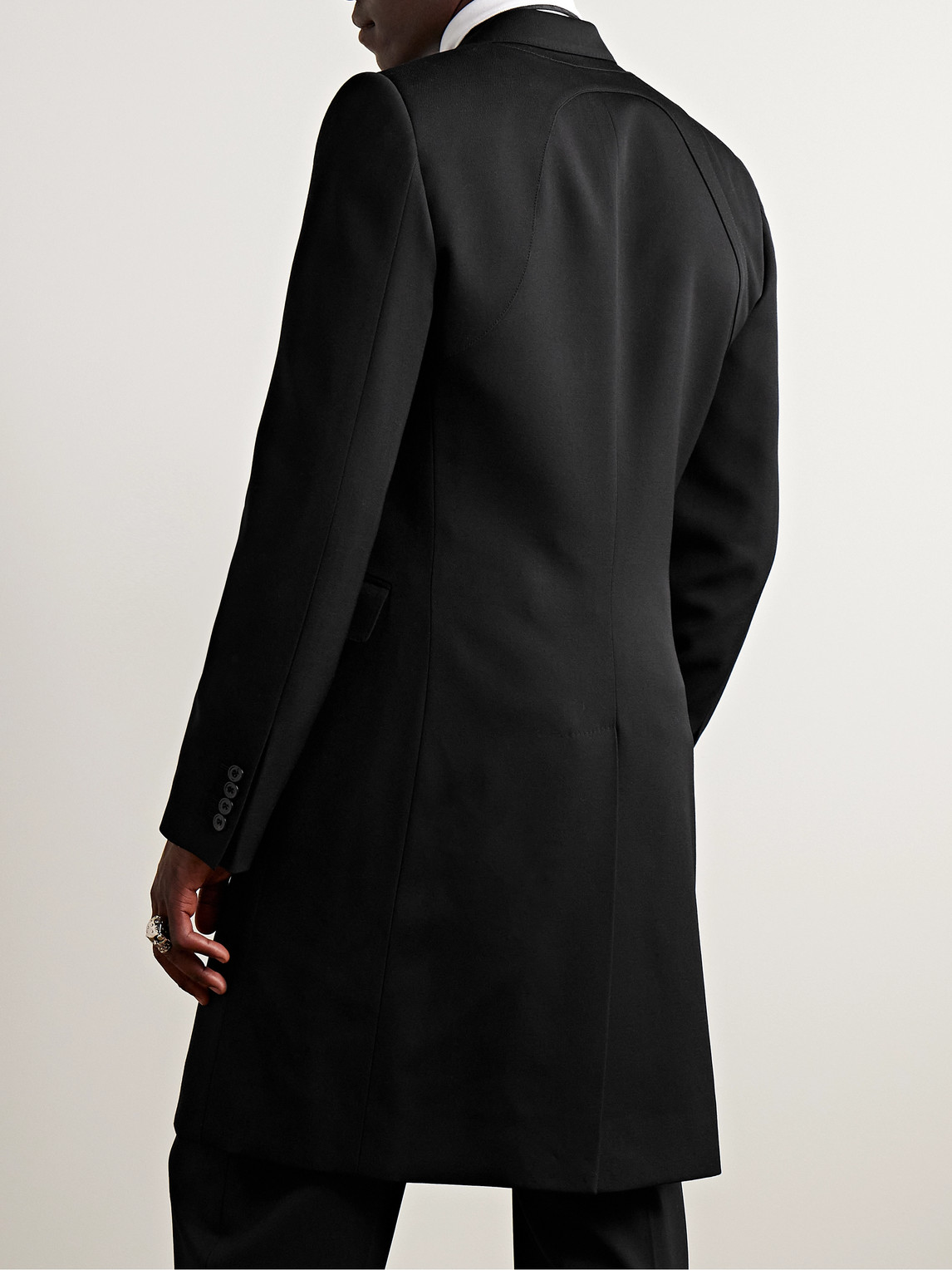 Shop Alexander Mcqueen Slim-fit Wool-twill Trench Coat In Black