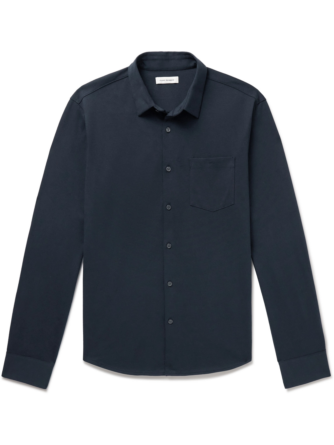 Club Monaco Cotton-blend Jersey Shirt In Navy
