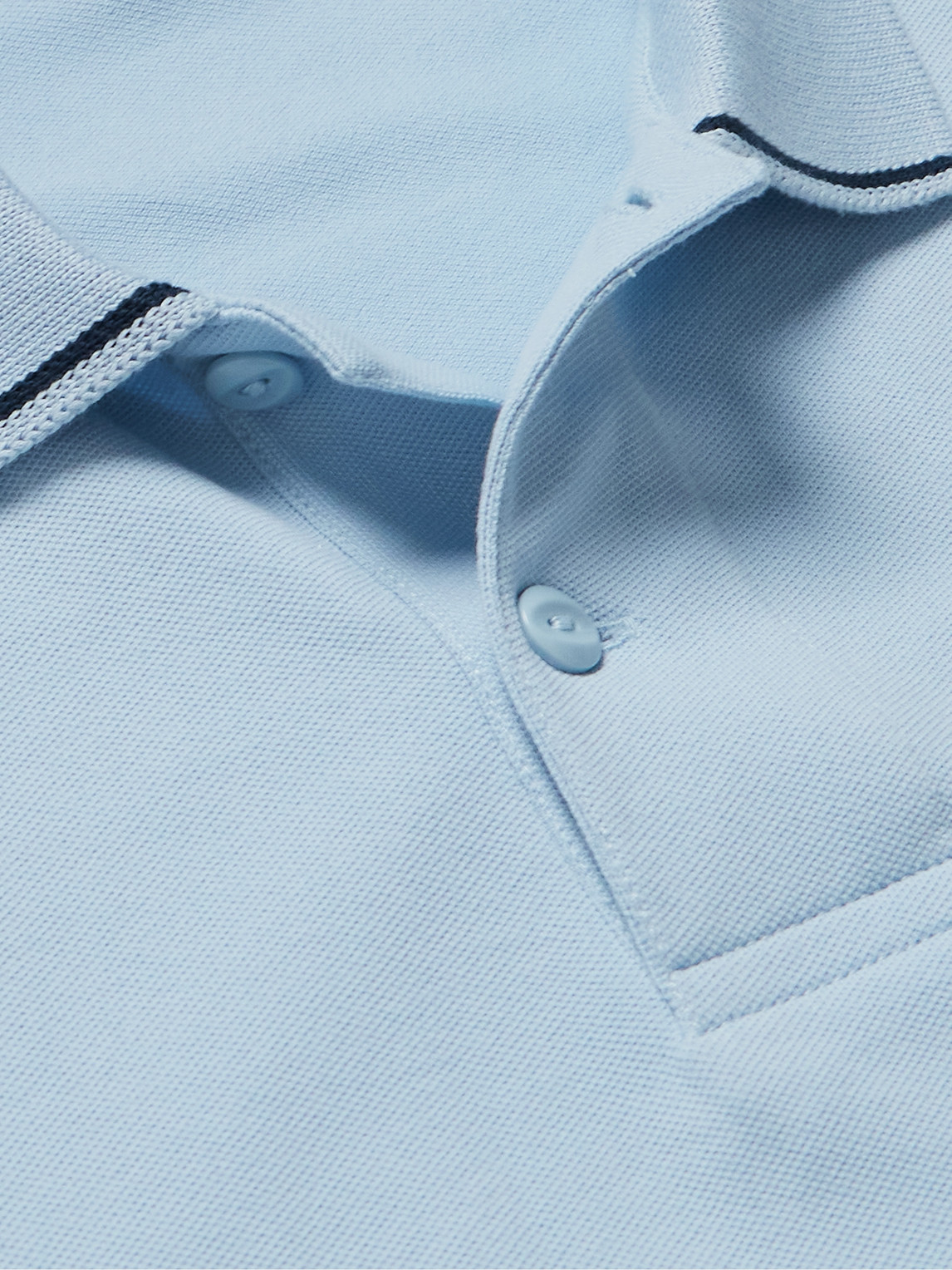 Shop Club Monaco Striped Stretch-cotton Piqué Polo Shirt In Blue