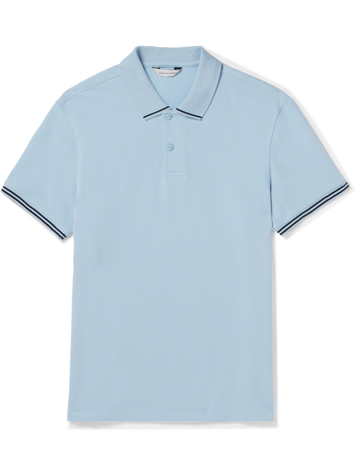 Club Monaco Striped Stretch-cotton Piqué Polo Shirt In Blue