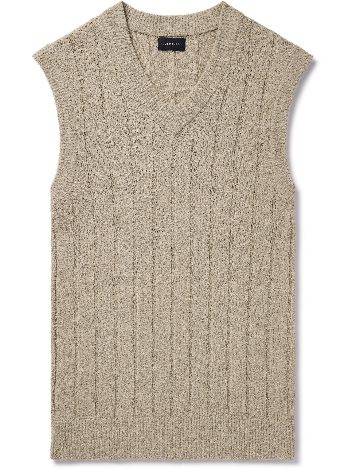 Club Monaco Ribbed Cotton And Nylon-blend Bouclé Sweater Vest In Neutrals