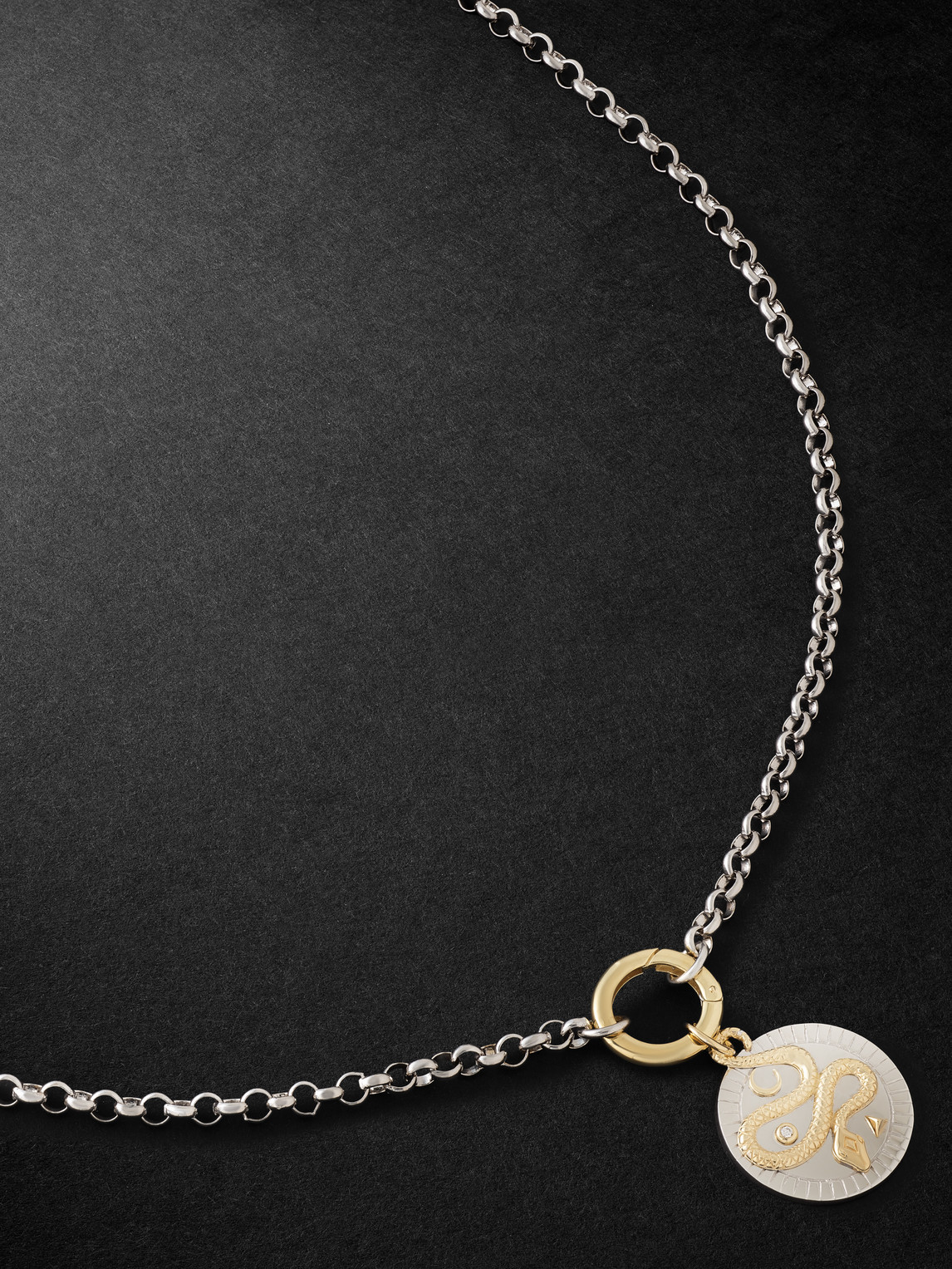 Foundrae Wholeness Yellow And White Gold Diamond Pendant Necklace In Silver