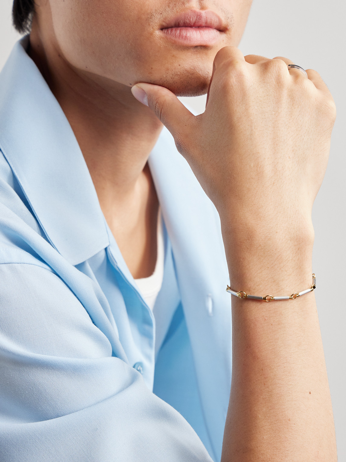 FOUNDRAE ELEMENT 18-KARAT WHITE AND YELLOW GOLD CHAIN BRACELET
