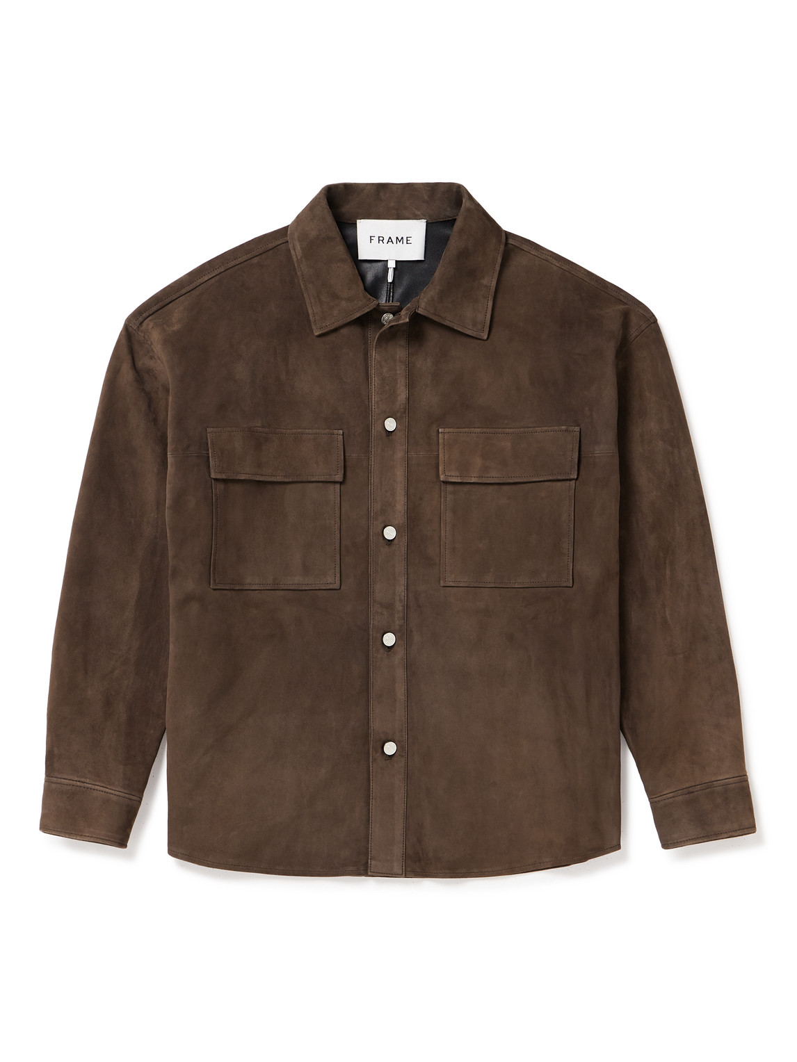 Frame Clean Suede Shirt Jacket In Brown