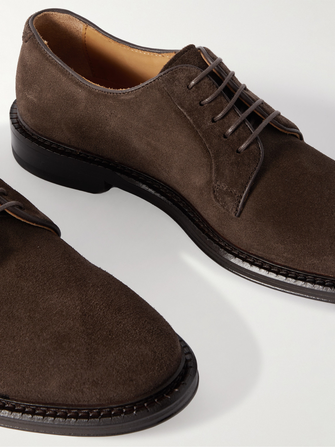 Shop Mr P Suede Derby Shoes In Brown