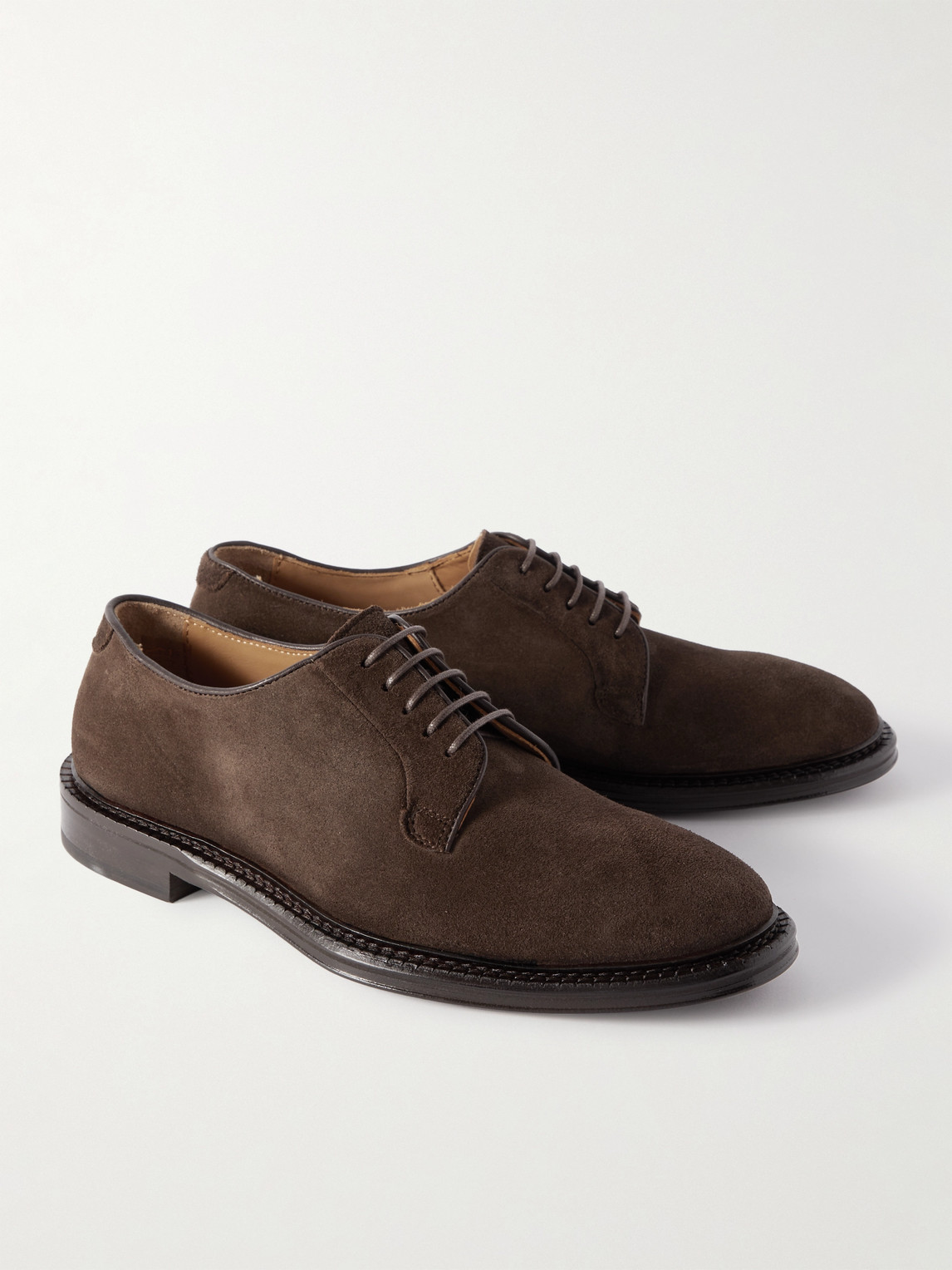 Shop Mr P Suede Derby Shoes In Brown