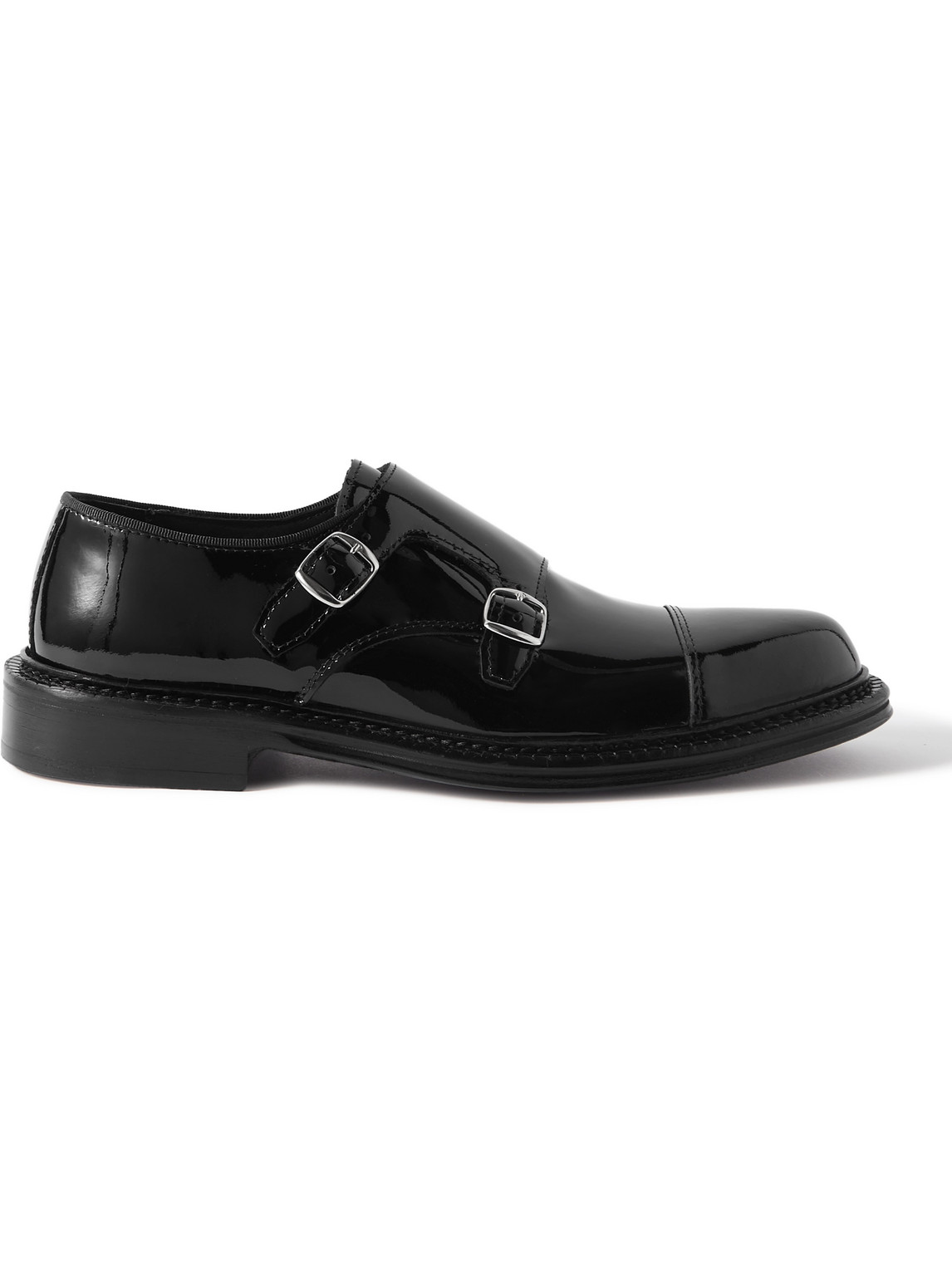 Mr P Patent-leather Monk-strap Shoes In Black