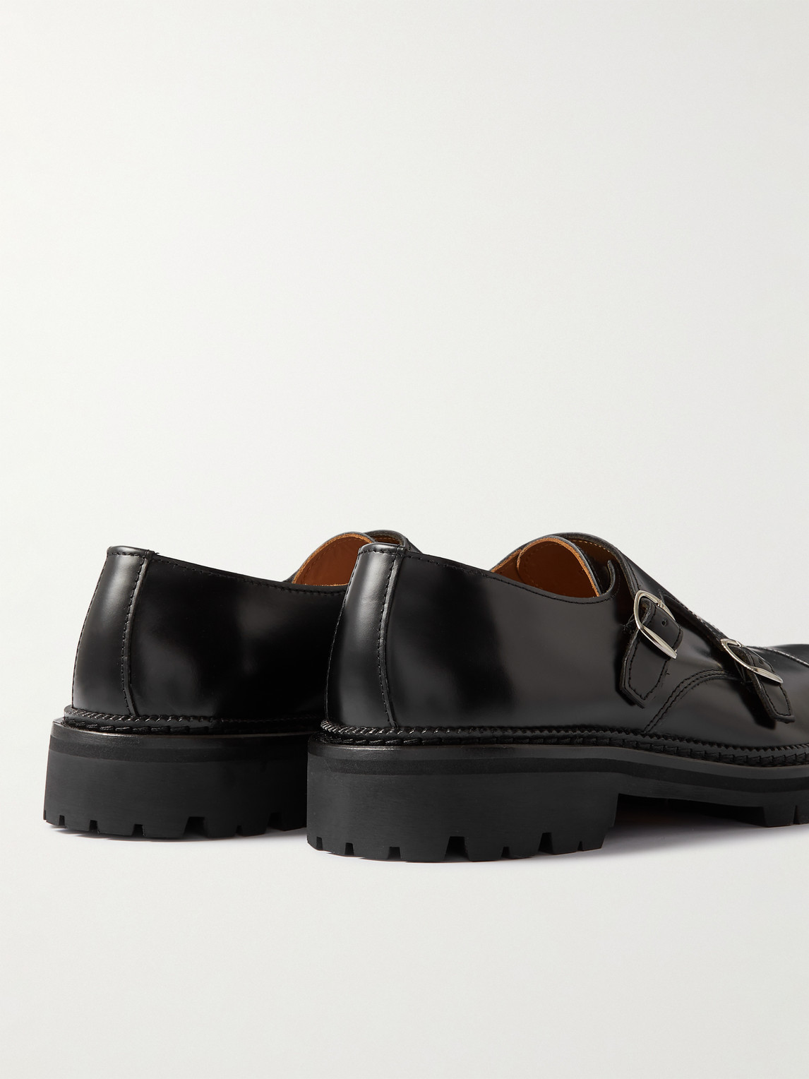 Shop Mr P Olie Leather Monk-strap Shoes In Black