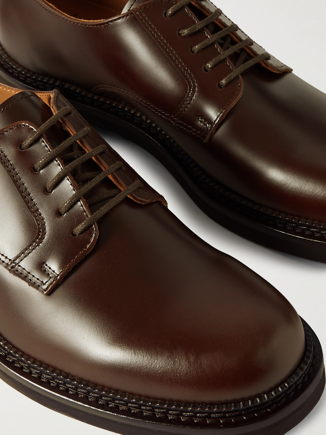 Shop Mr P Jacques Leather Derby Shoes In Brown