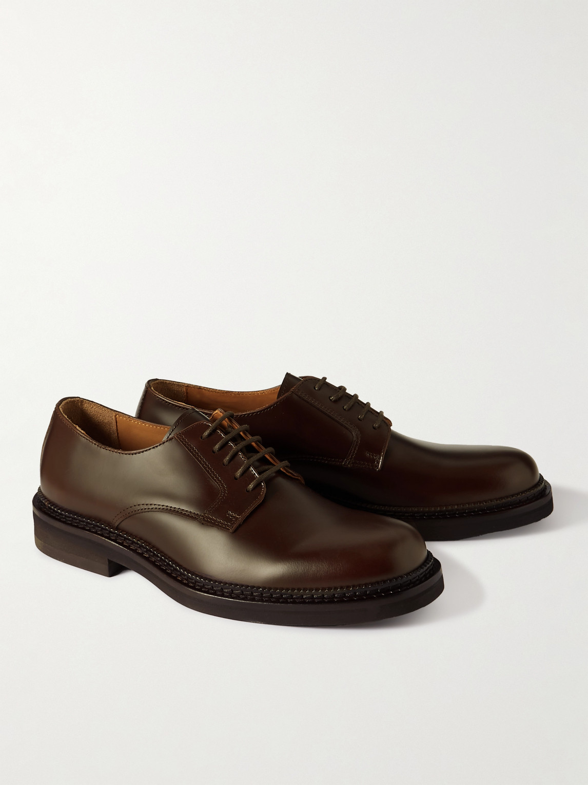 Shop Mr P Jacques Leather Derby Shoes In Brown