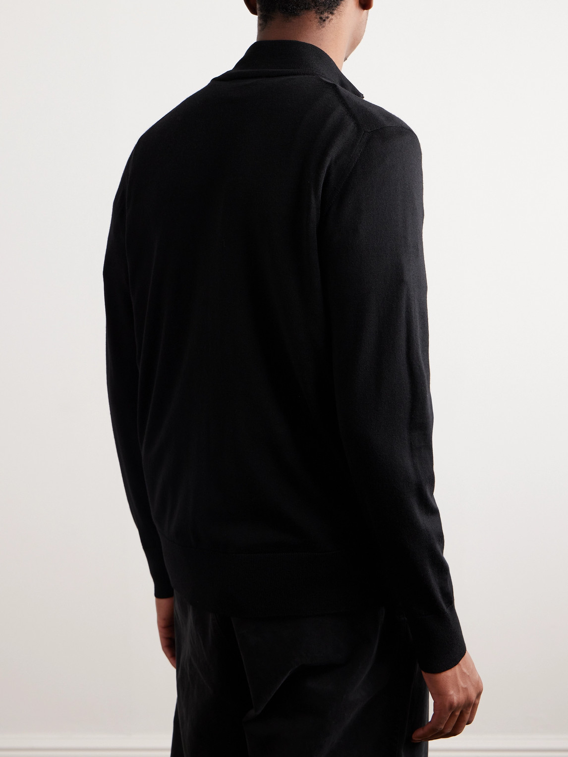 Shop Mr P Richard Merino Wool Zip-up Cardigan In Black